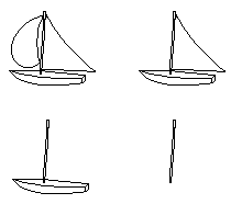 sailboat with 4, 3, 2, or 1 geon(s)
